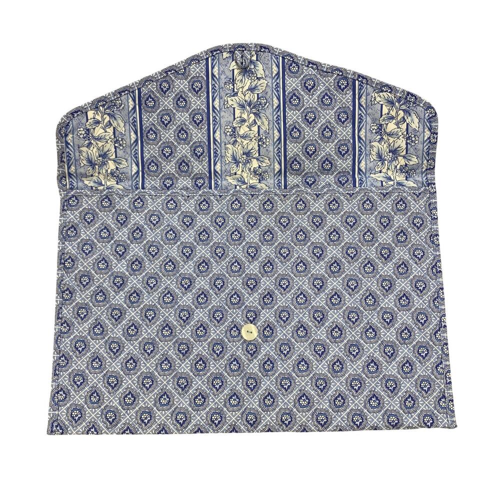Longaberger Laptop Case Portfolio Provincial Blue Paisley Quilted Fabric 73873